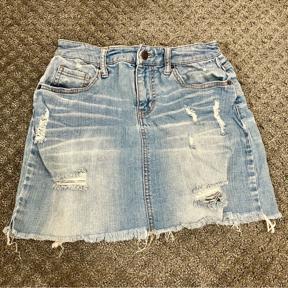 Mossimo Supply Co. Light Blue Distressed Mini Skirt